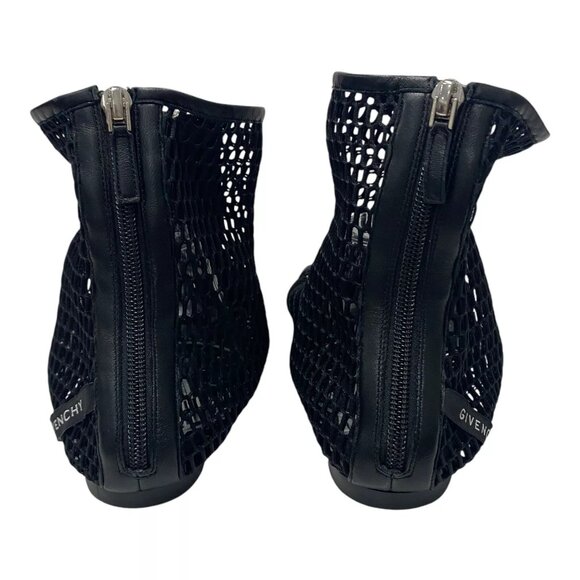 $850 Givenchy Black Rivington Open Toe Mesh Bootie Size 7 EU 37 Flats - Picture 5 of 8